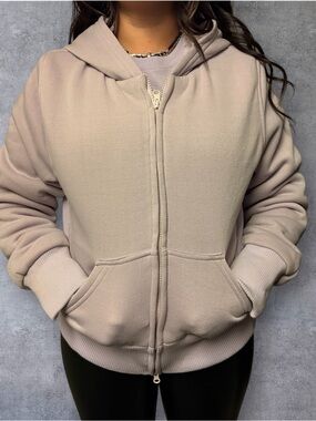 bebe Plush Lined Zip Hoodie in Light Lilac